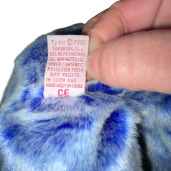 Vintage Ty Beanie Buddies Teddy Bear Plush Periwinkle Stuffed 2001 Nursery Blue - Picture 11 of 13